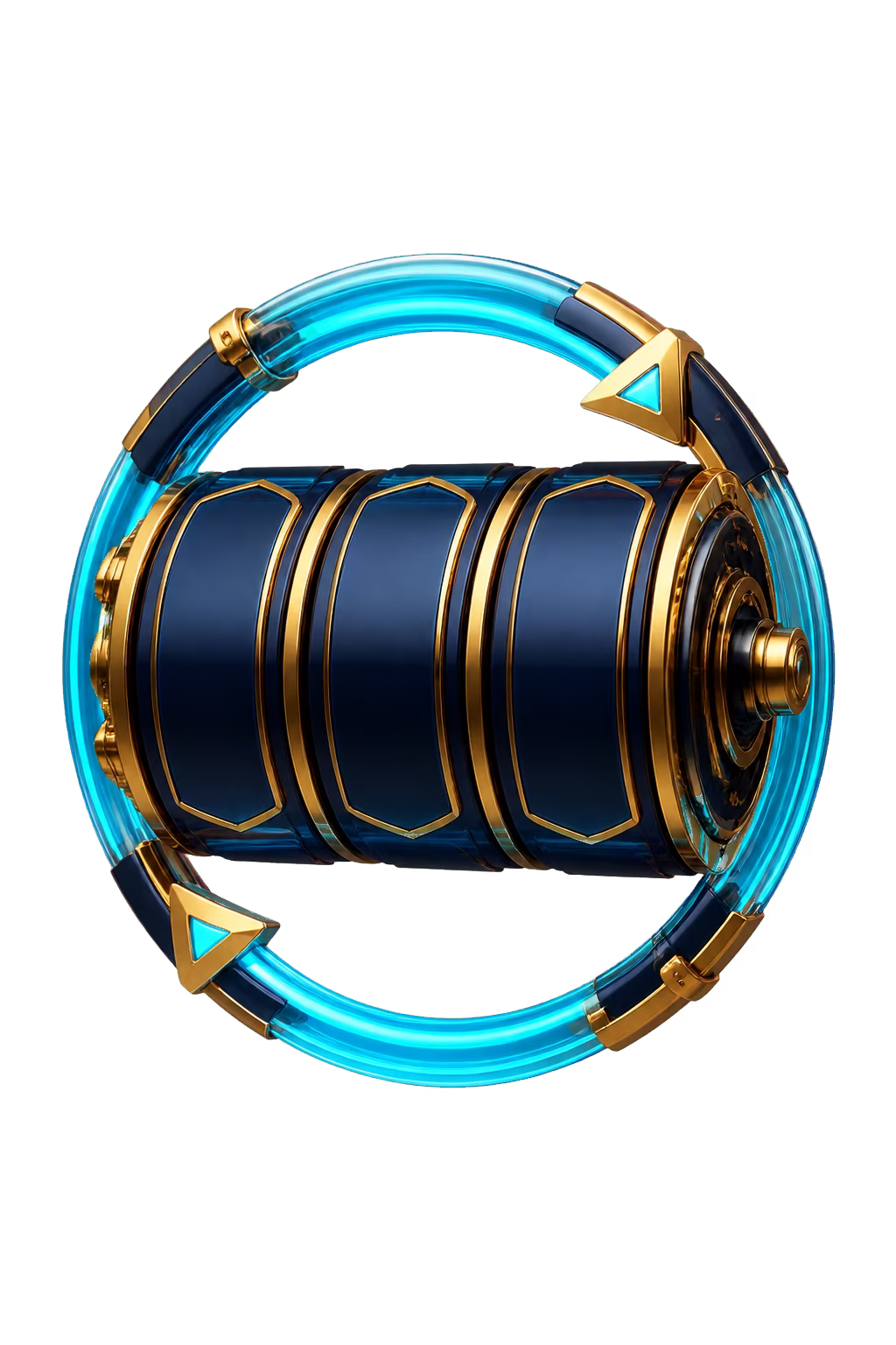 Black and gold slot reels with a circular spin arrow