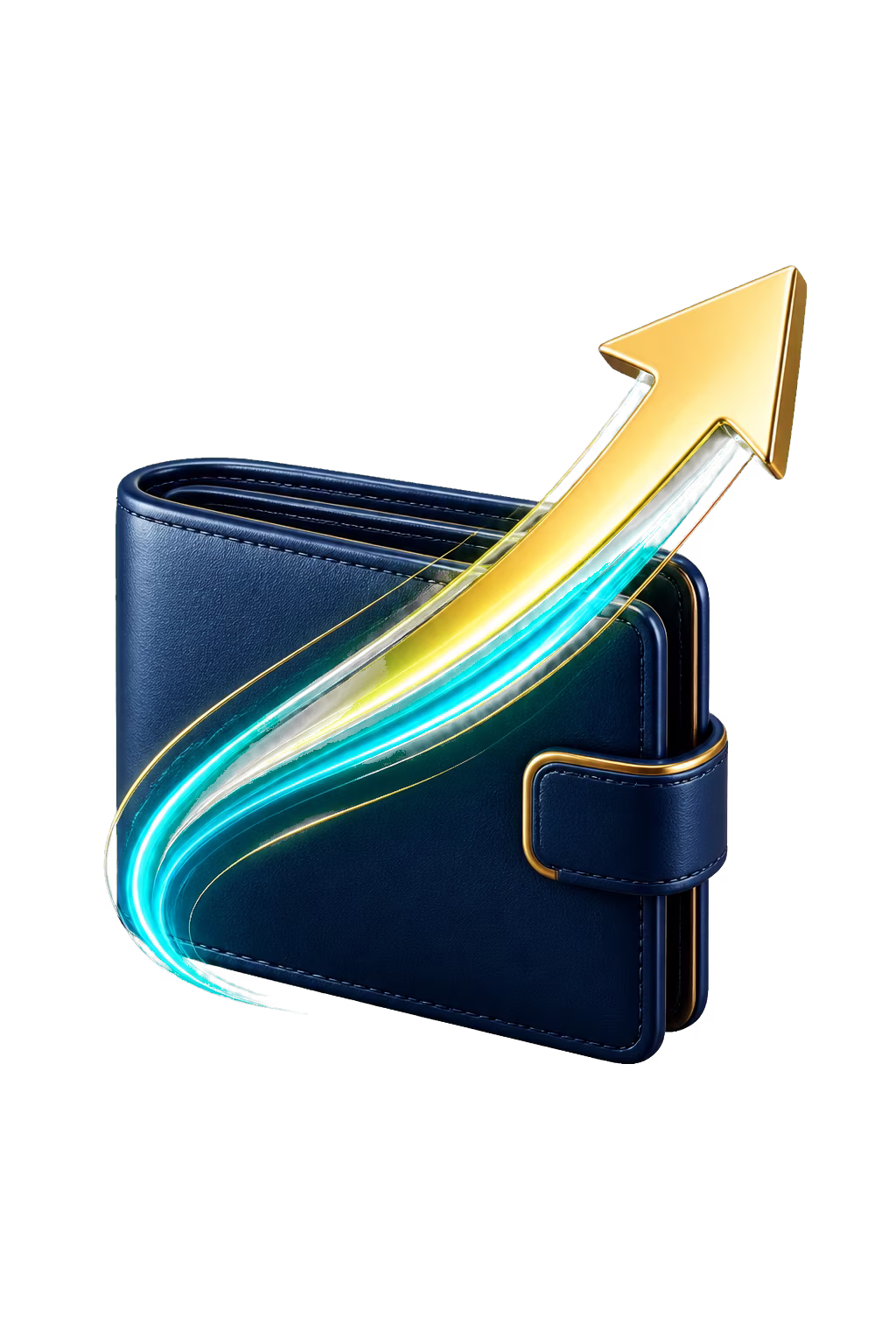 Black wallet with gold coins and a withdrawal arrow